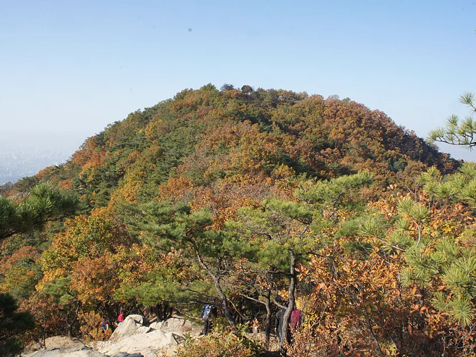 등산로에서 본 용마산 정상